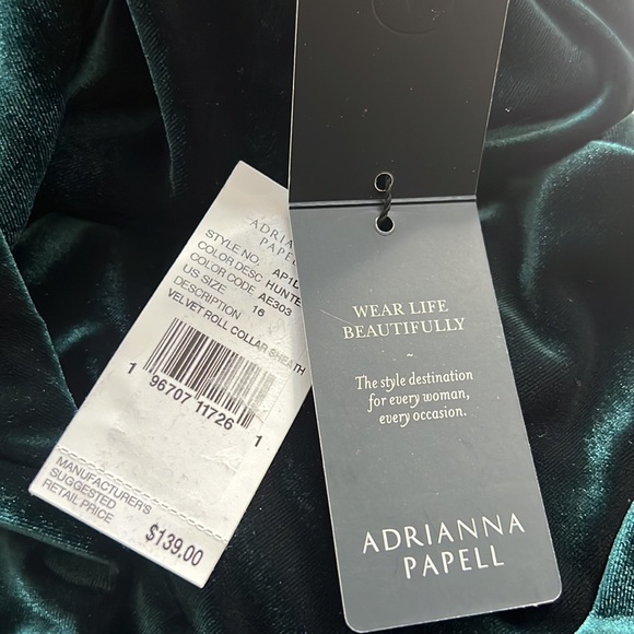 Adrianna Papell Short Sleeve Roll Neck Velvet Sheath Dress - Picture 12 of 12